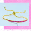 Pink CZ bar adjustable bracelet.