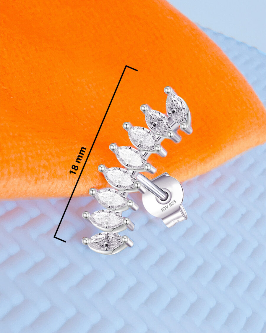 Cuved style marquise stones stud earring. - Image 2