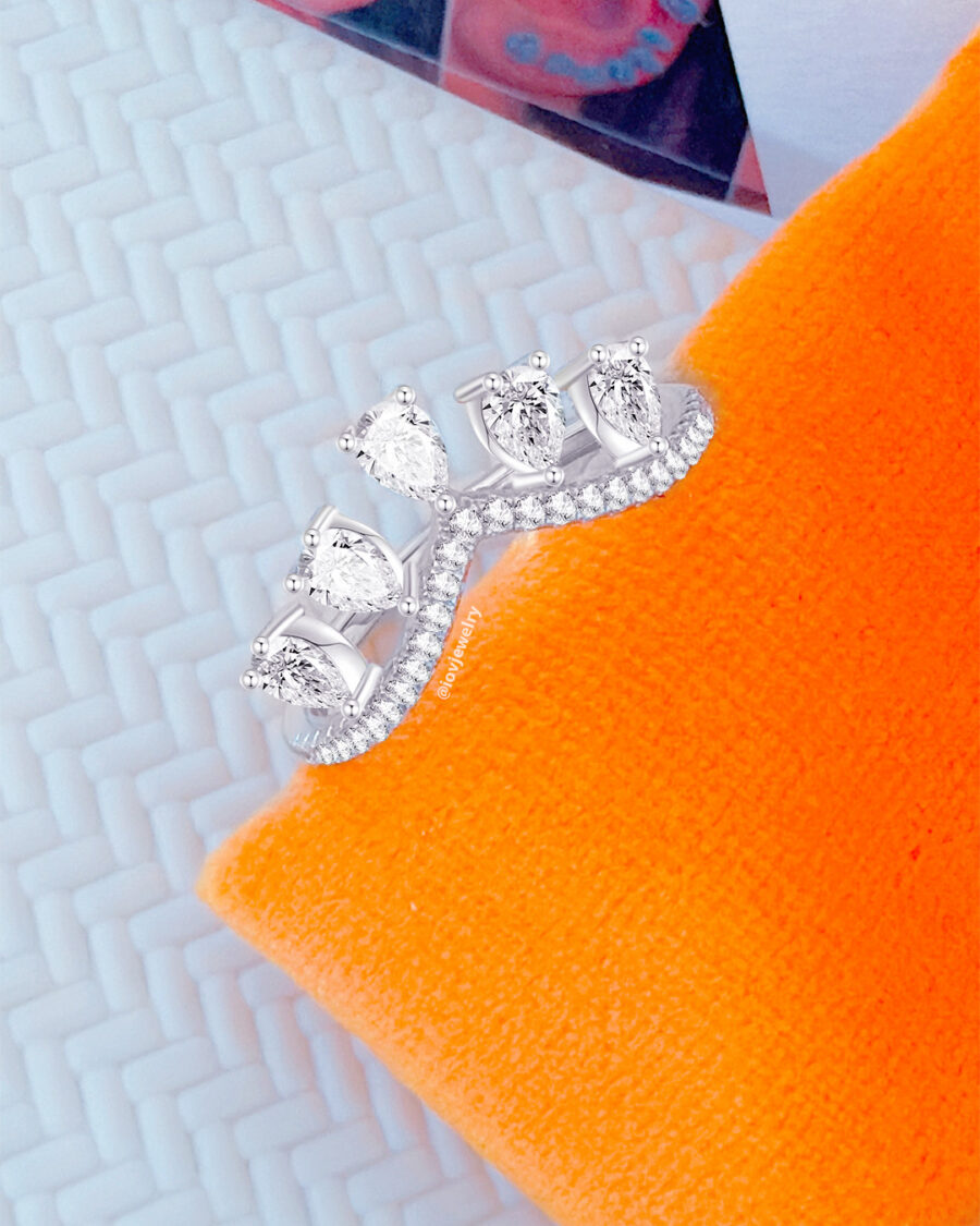 pear shapes CZ in a tiara shape ring.