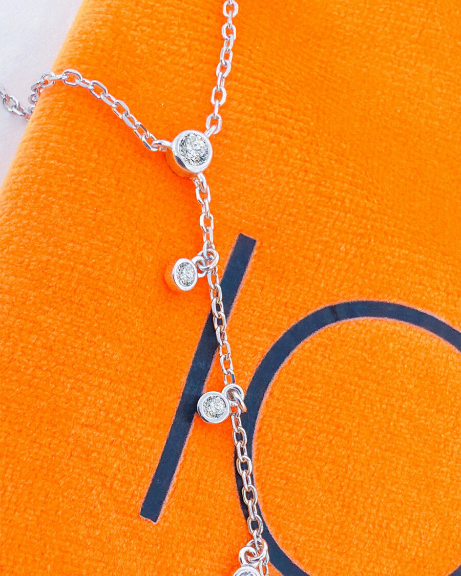 Y shape necklace with dangling star and CZ in Bezel setting. - Image 3