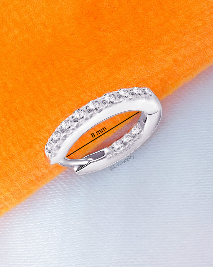 8mm inside out CZ huggie hoops. - Image 3