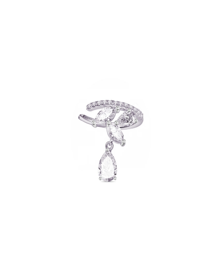 One line CZ with marquise and pear stones earcuff.