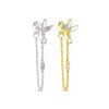 CZ marquise in lotus shape back to front chain earring.