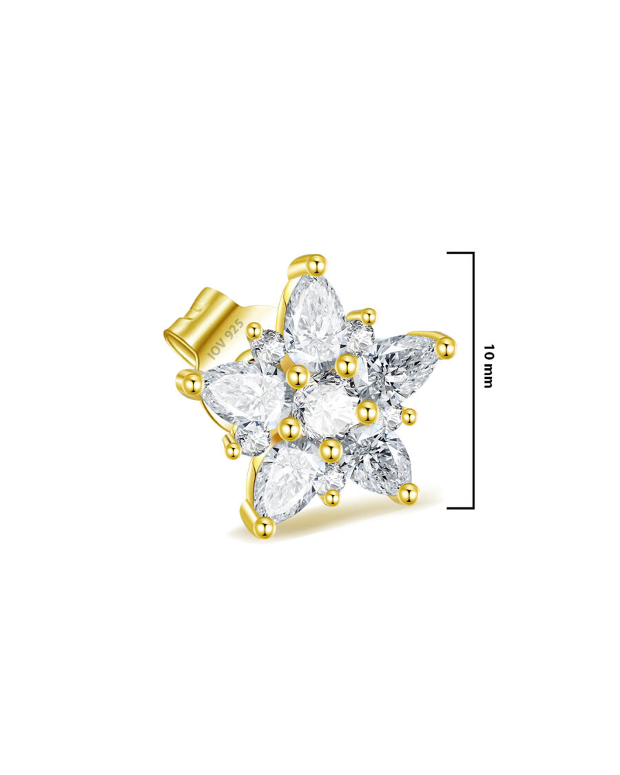 CZ cluster os pear and round stones stud earring. - Image 2