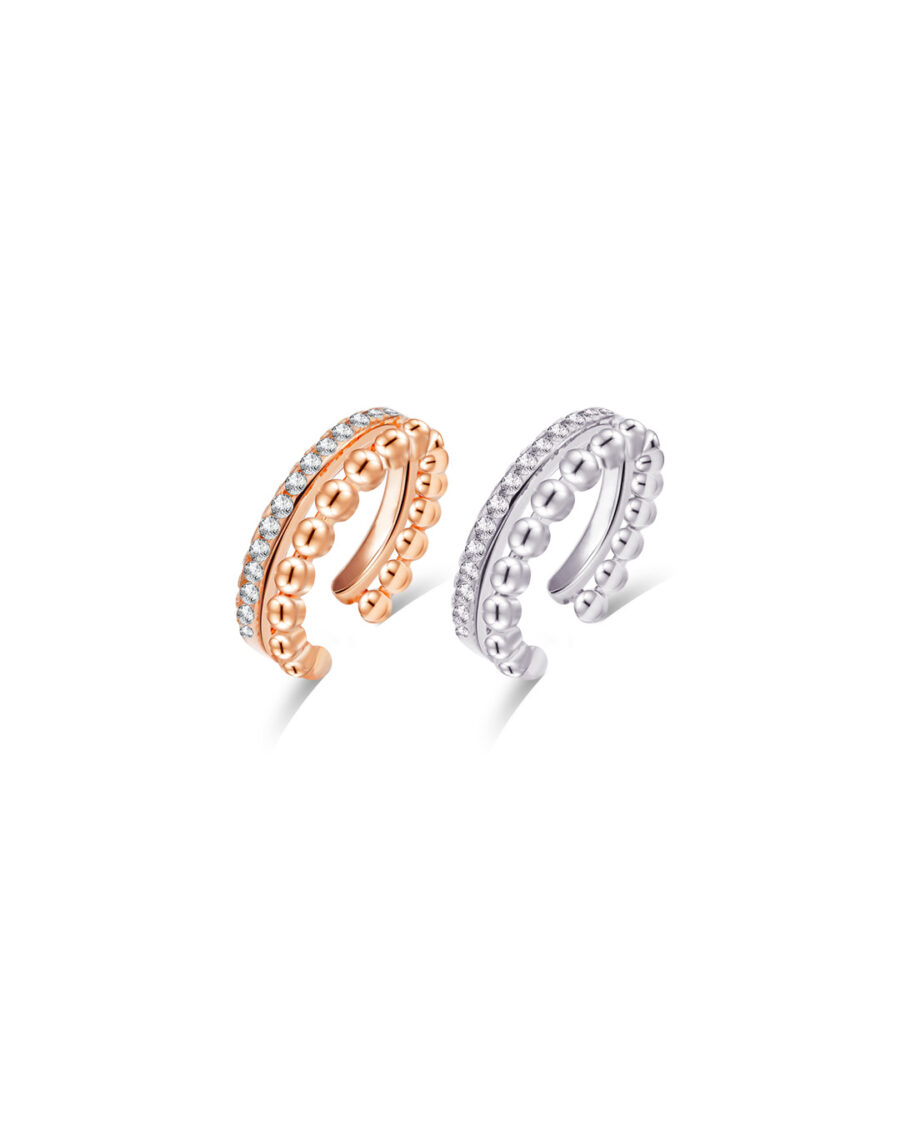 one line CZ and beads earcuff.