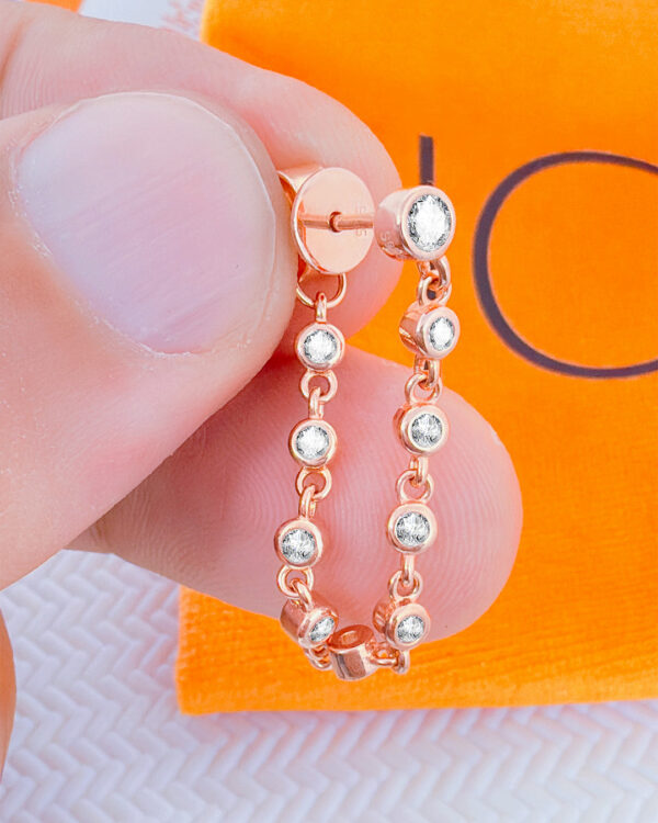 rosegold back to front CZ bezels dangling earring.