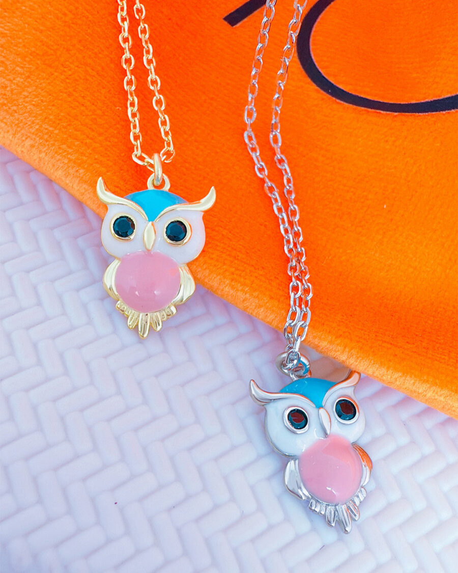 enamel colorful owl necklace. - Image 2