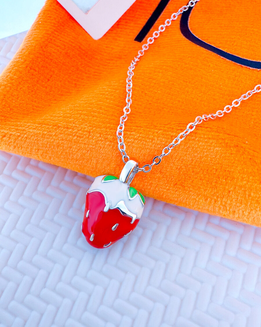 Strawberry shape necklace.