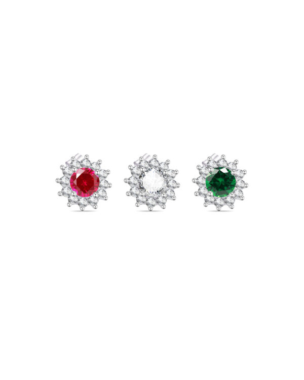 CZ round stone in a halo setting stud earrings.