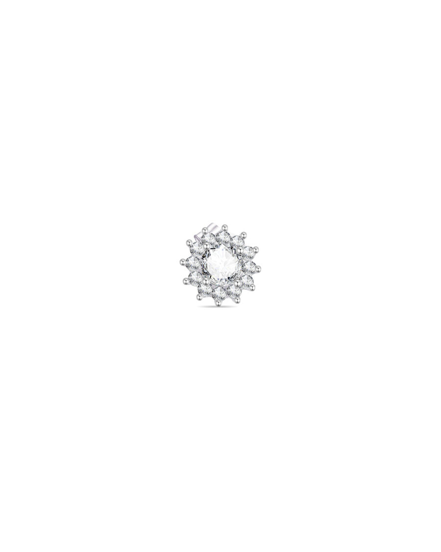 CZ round stone in a halo setting stud earrings. - Image 4