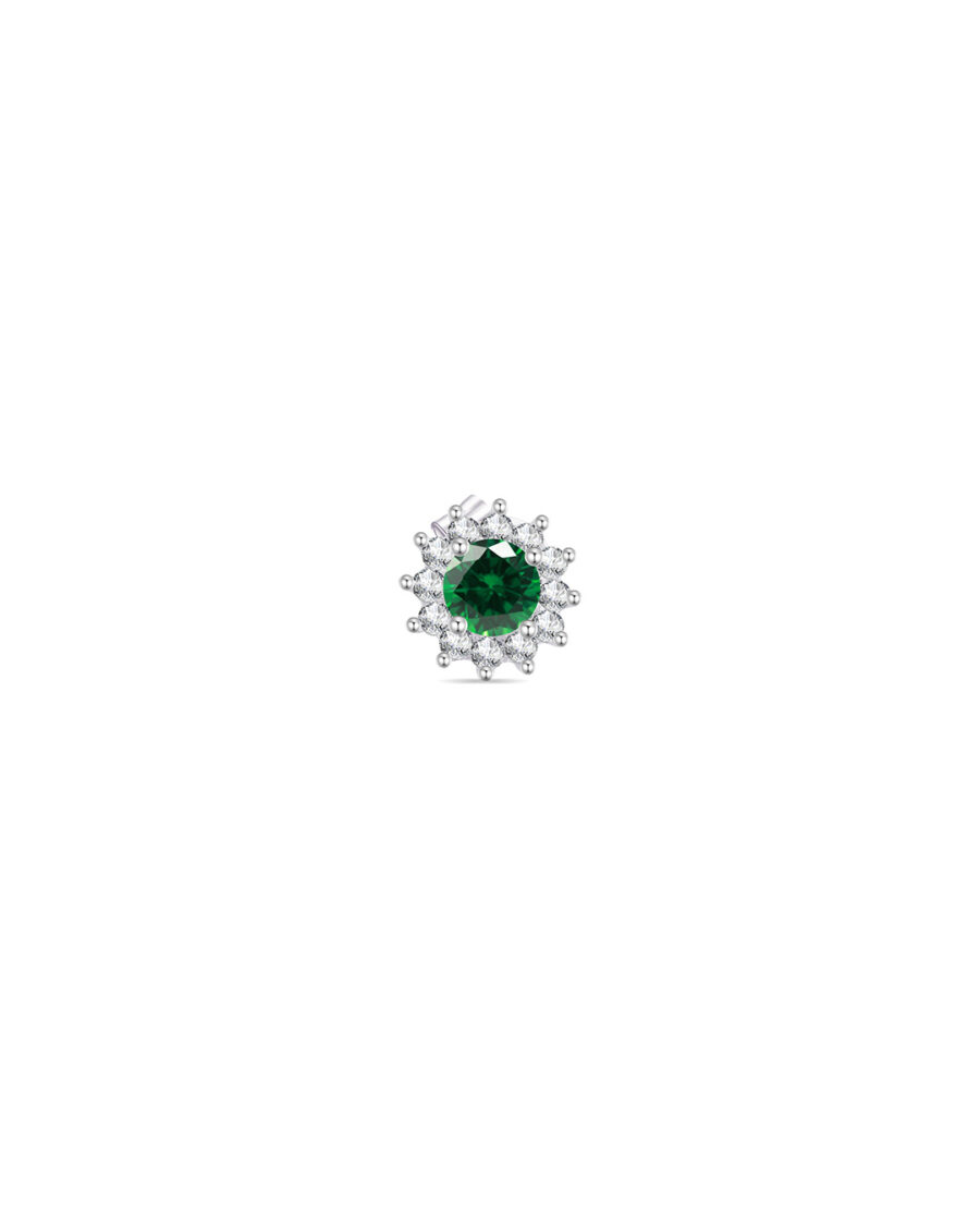 CZ round stone in a halo setting stud earrings. - Image 5