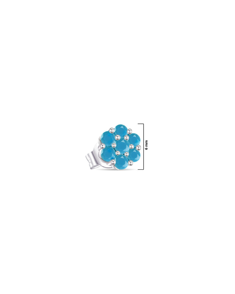 6mm round cluster of turquoise stones stud earring. - Image 2