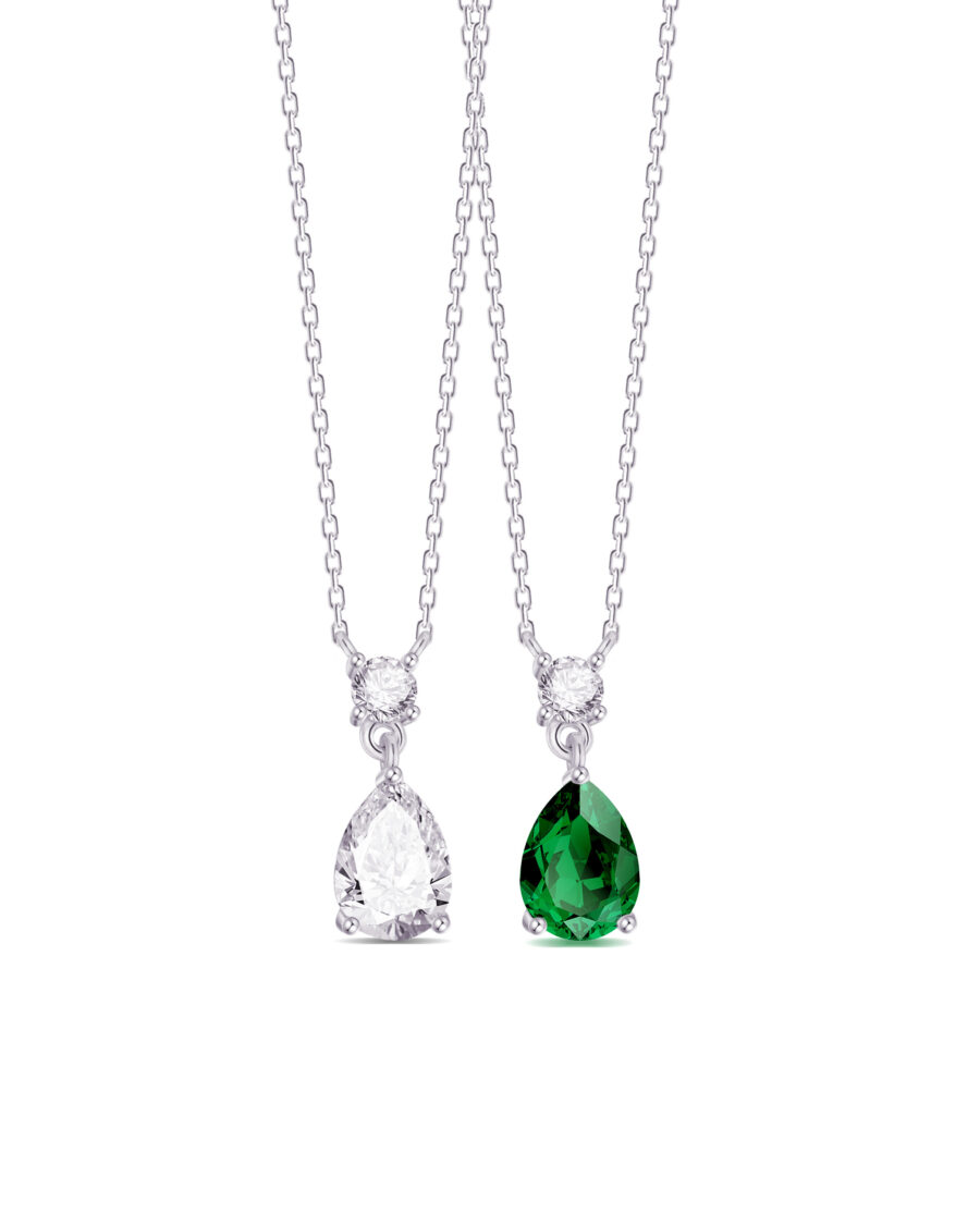 round and tear drop shapes necklace.
