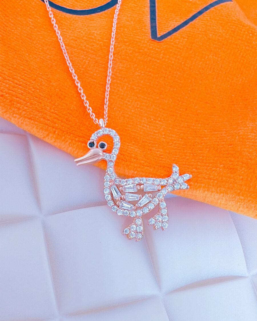 Duck shape rosegold necklace.