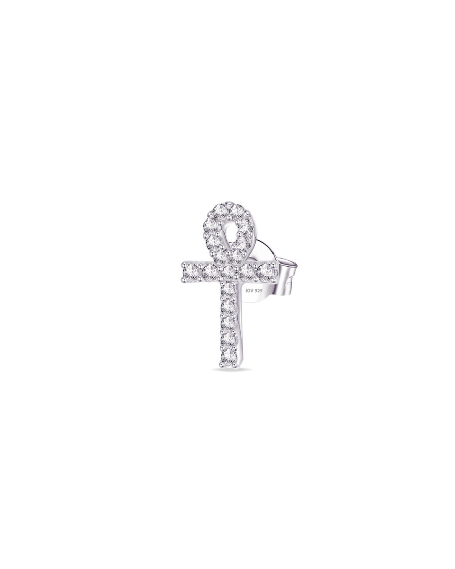 CZ Pharaonic key of life sign stud earring.