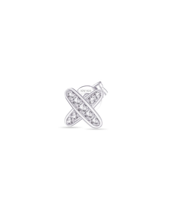 CZ small X shape stud earring.