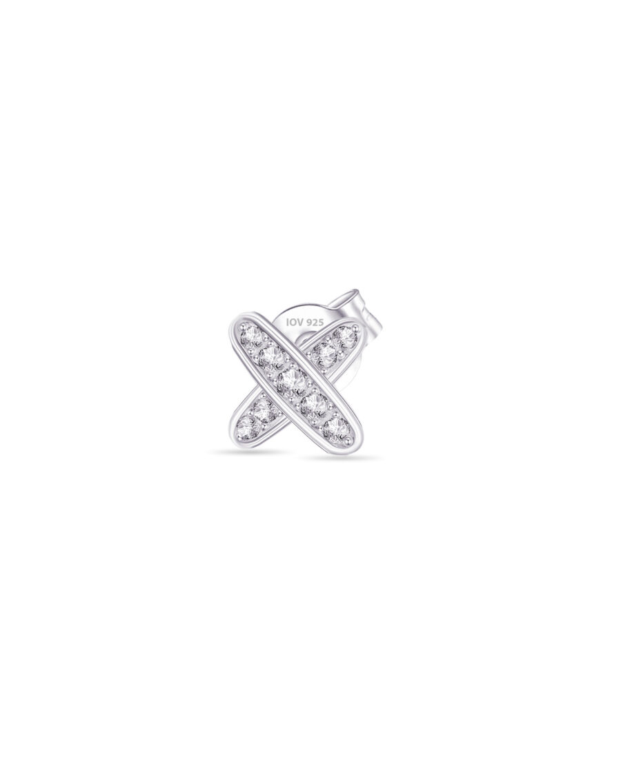 CZ small X shape stud earring.