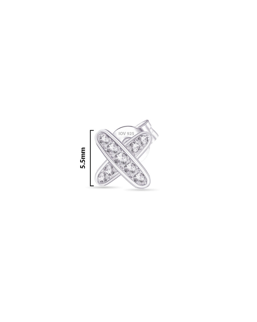 CZ small X shape stud earring. - Image 2