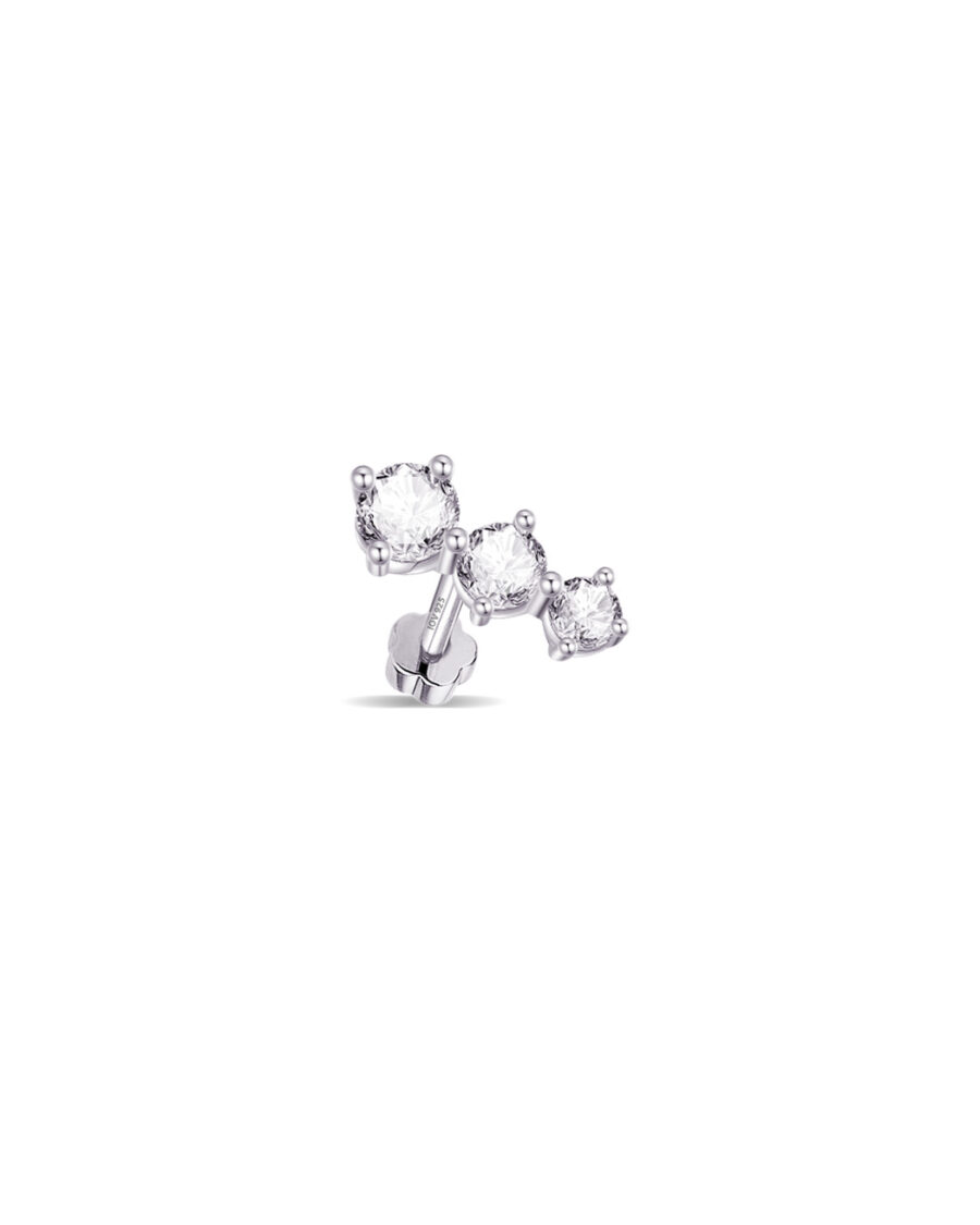 three CZ graduated sizes stone flatback piercing earring.