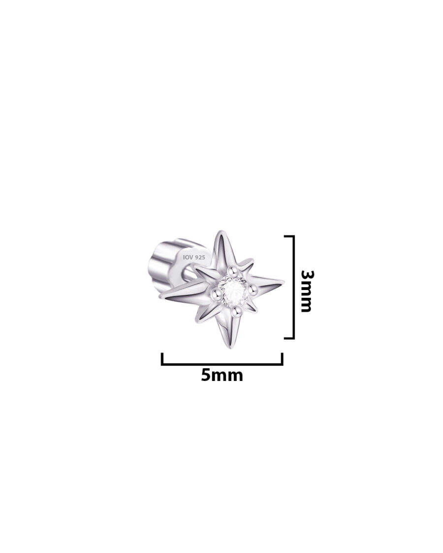 Star shape with single CZ stone piercing flatback. - Image 3