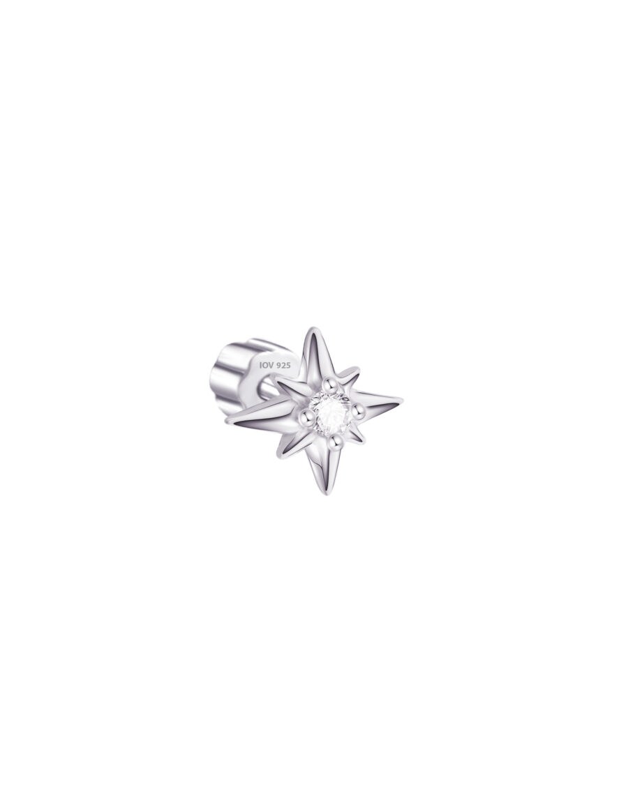 Star shape with single CZ stone piercing flatback.