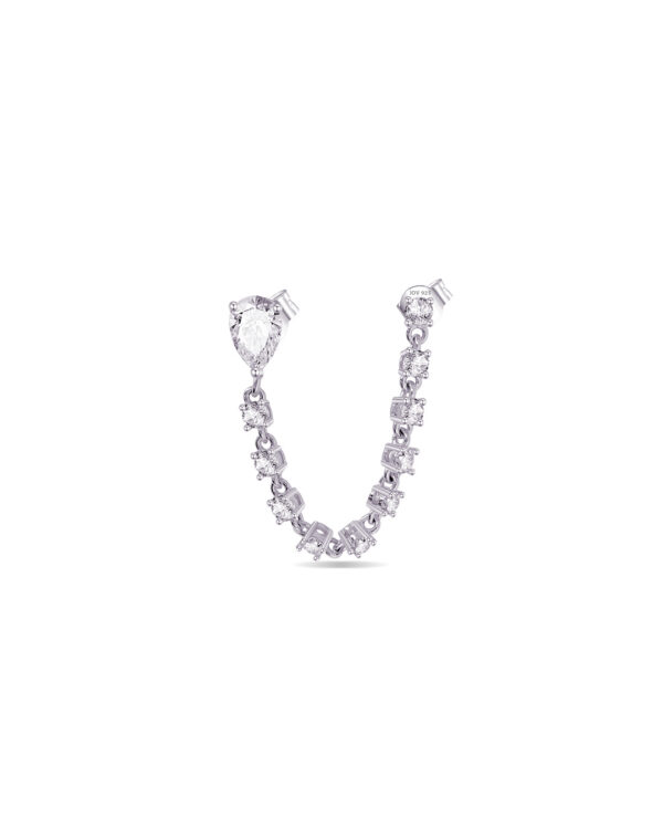 CZ pear and round stones double stud earring.