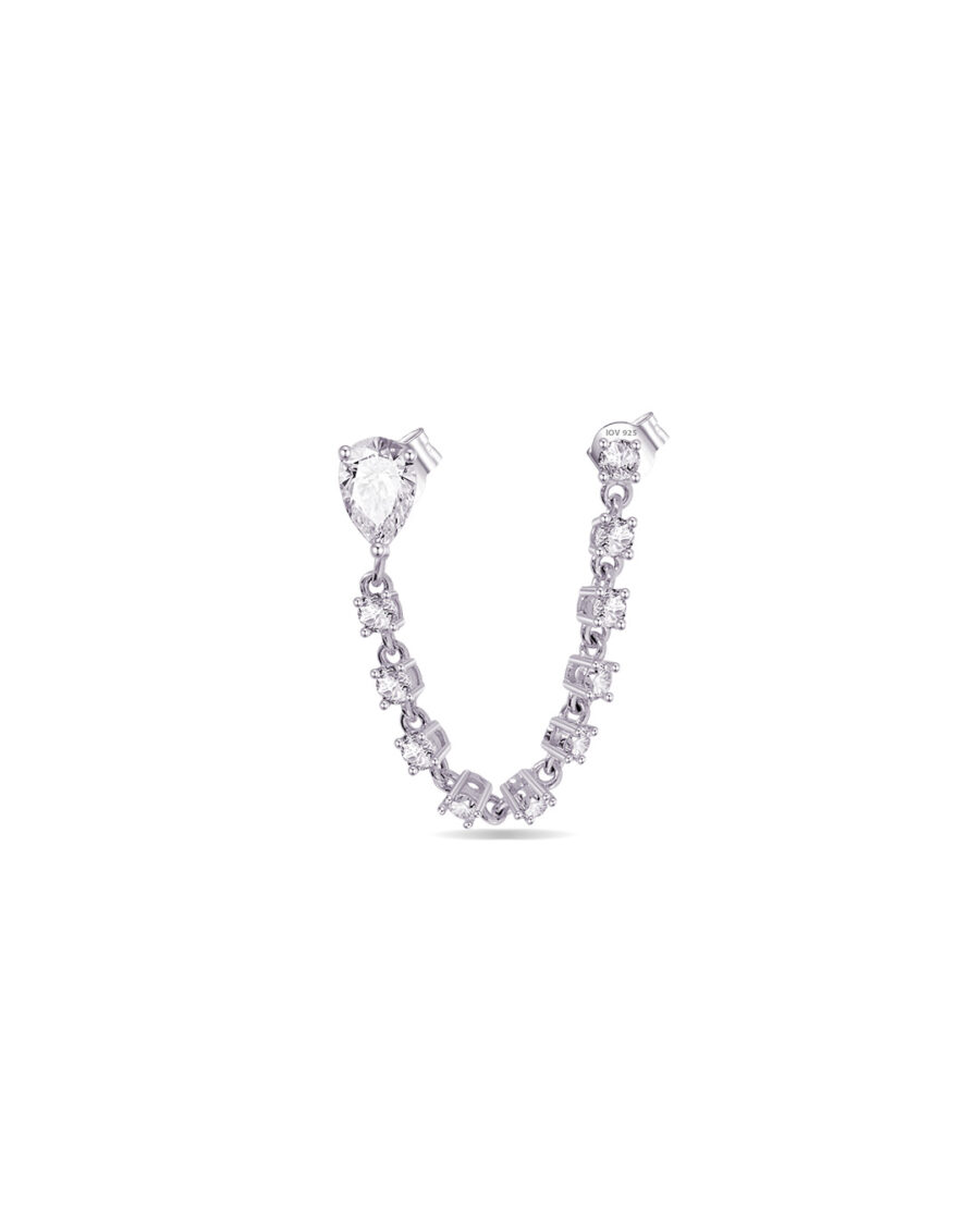 CZ pear and round stones double stud earring.