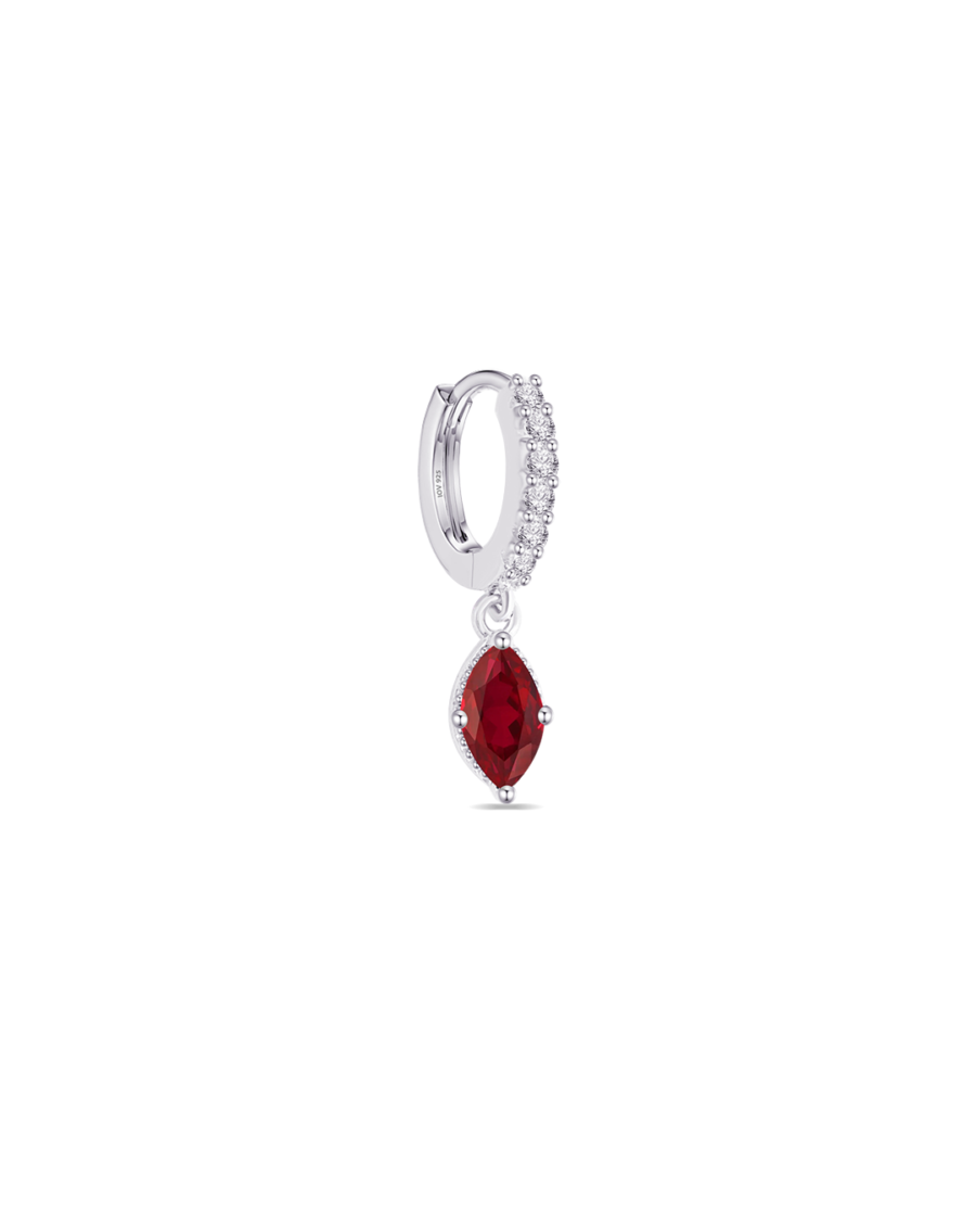 CZ huggie hoop with dangling color marquise shape stone. - Image 3