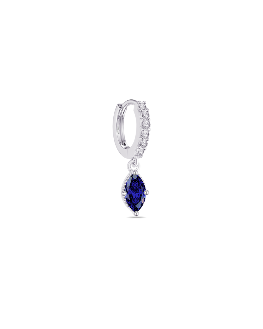 CZ huggie hoop with dangling color marquise shape stone. - Image 5