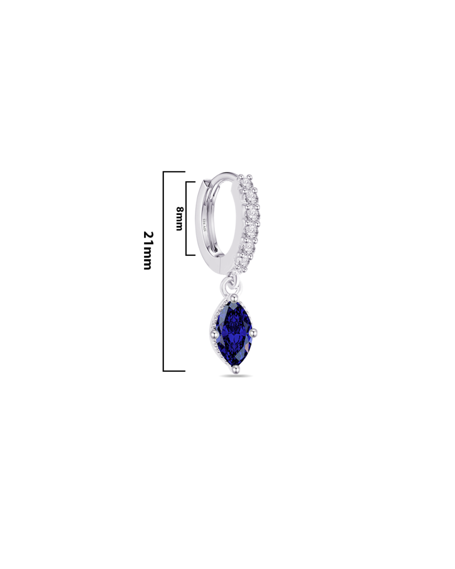 CZ huggie hoop with dangling color marquise shape stone. - Image 2