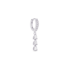 CZ huggie hoop with dangling pear shapes stones.