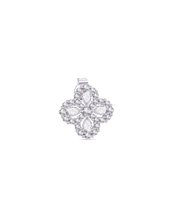 CZ pear and round flower shape stud earring.