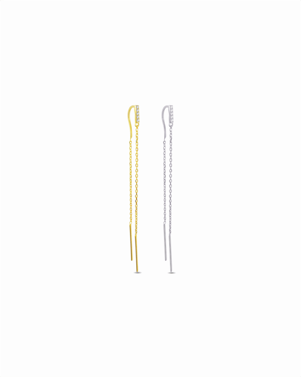 CZ bar threader style earring.