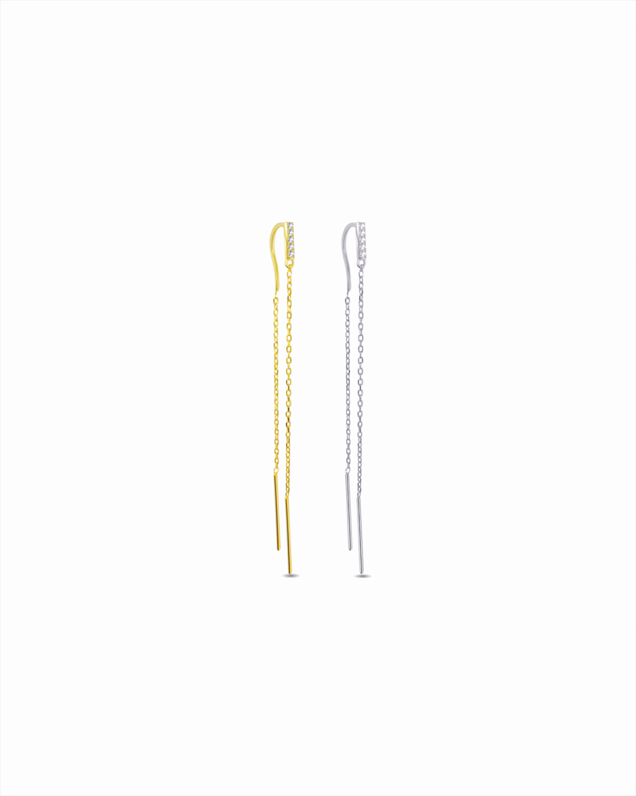 CZ bar threader style earring.