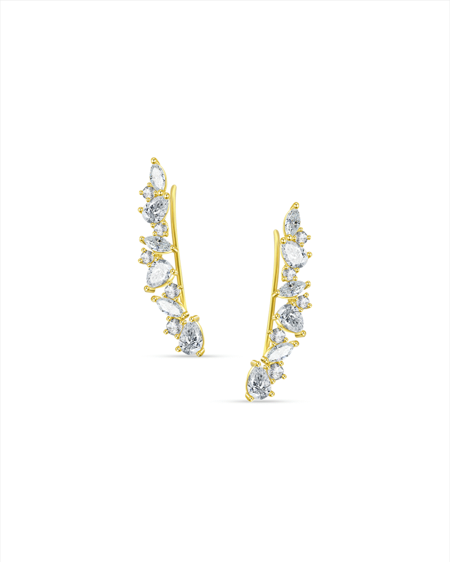 fancy and round CZ climber earrings. - Image 2